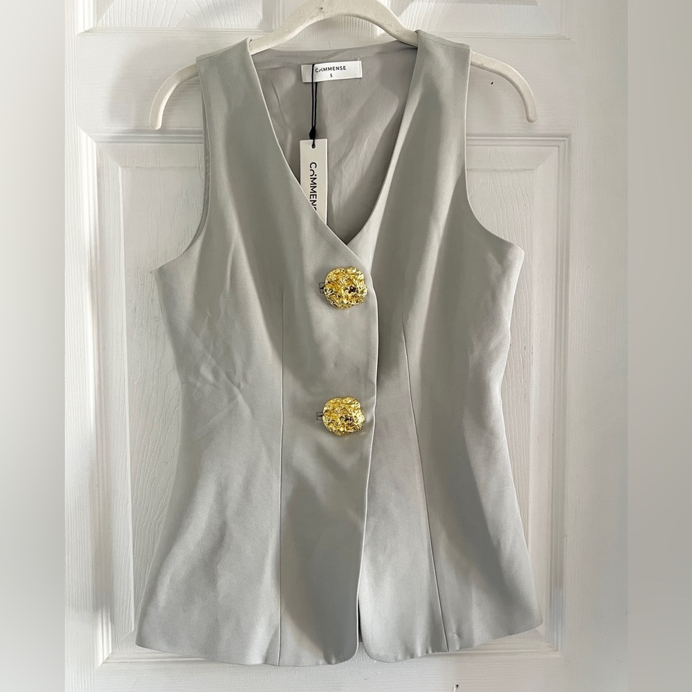 Commense Button Split Sleeveless Pants Set - Picture 2 of 16